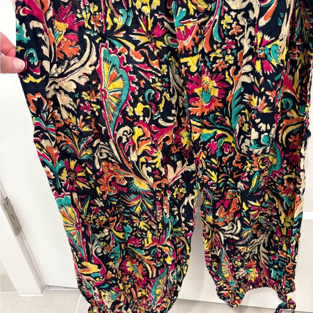Anthropologie Black Floral Off The Shoulder Jumpsuit Size Medium - Picture 14 of 14